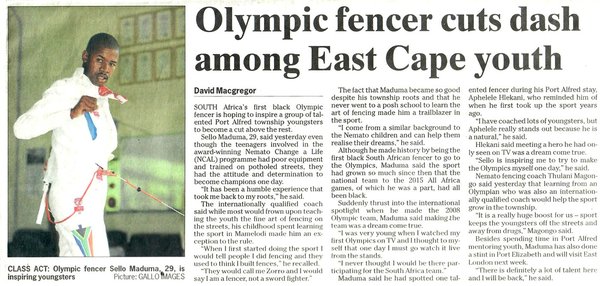 Olympic fencer cuts dash among East Cape youth